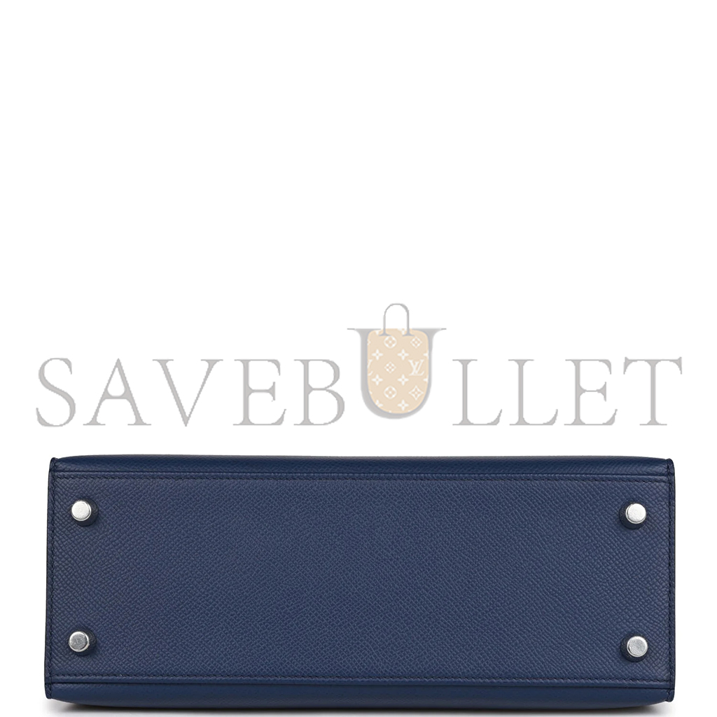 HERMÈS MASTER KELLY SELLIER 28 BLEU SAPHIR EPSOM PALLADIUM HARDWARE (28*22*10cm) 